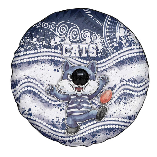 Geelong Navy Spare Tire Cover Playful Cat Kicking Ball