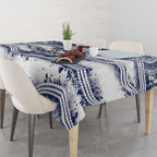 Geelong Navy Tablecloth Playful Cat Kicking Ball