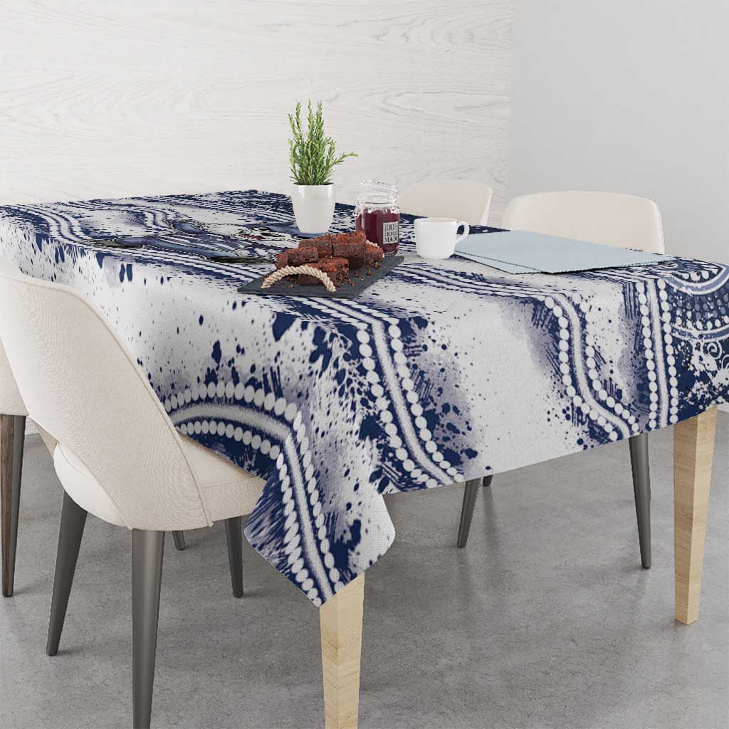Geelong Navy Tablecloth Playful Cat Kicking Ball