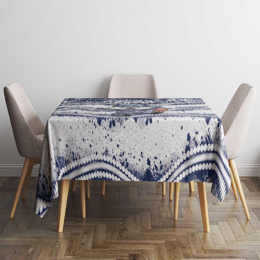 Geelong Navy Tablecloth Playful Cat Kicking Ball