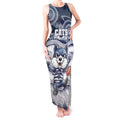 Custom Geelong Navy Tank Maxi Dress Playful Cat Kicking Ball