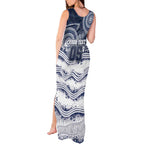Custom Geelong Navy Tank Maxi Dress Playful Cat Kicking Ball