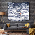 Geelong Navy Tapestry Playful Cat Kicking Ball