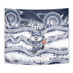 Geelong Navy Tapestry Playful Cat Kicking Ball