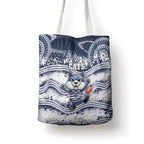 Geelong Navy Tote Bag Playful Cat Kicking Ball
