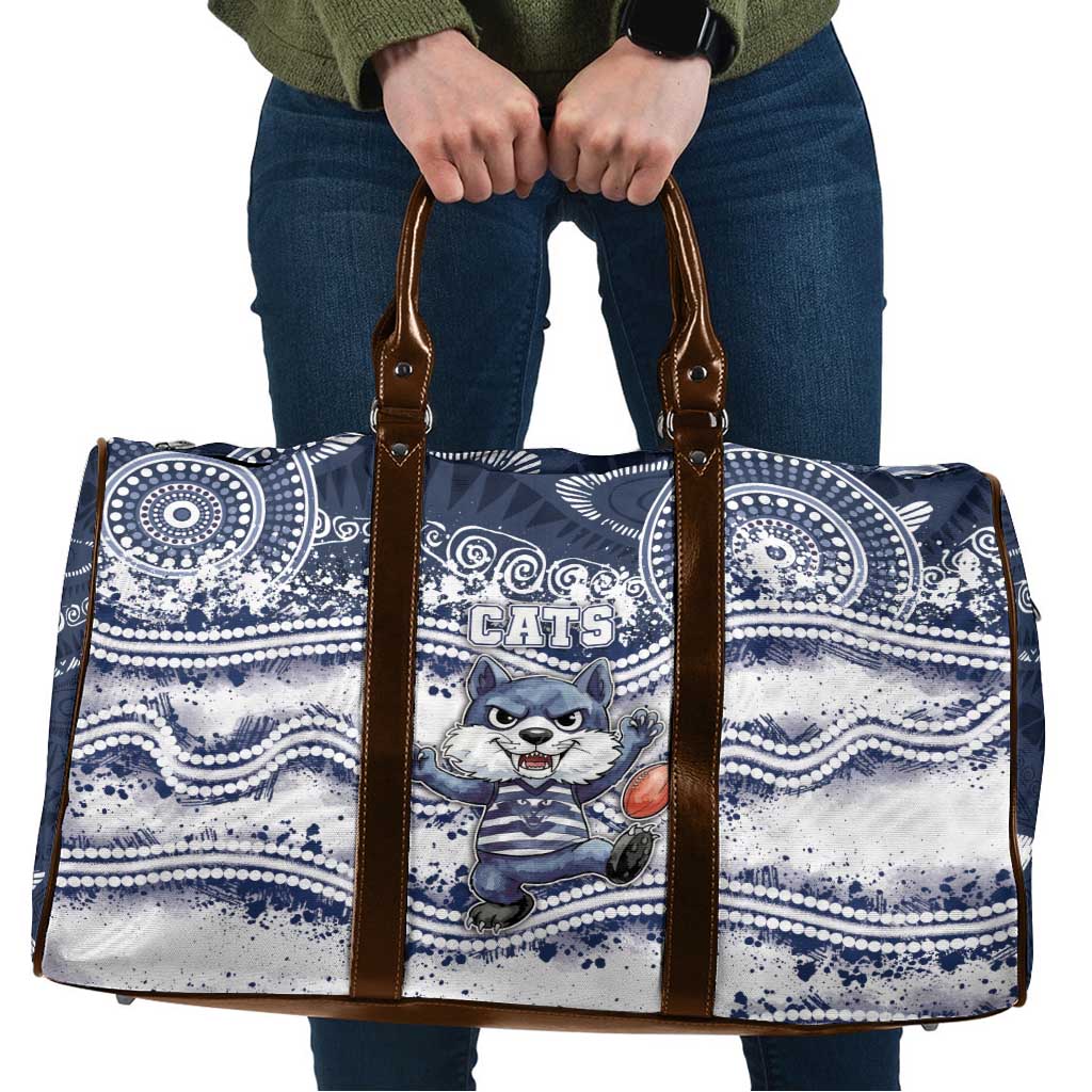 Geelong Navy Travel Bag Playful Cat Kicking Ball