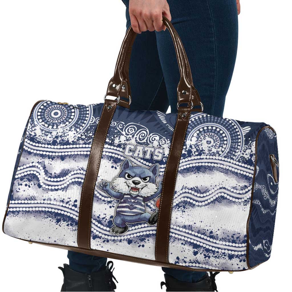 Geelong Navy Travel Bag Playful Cat Kicking Ball