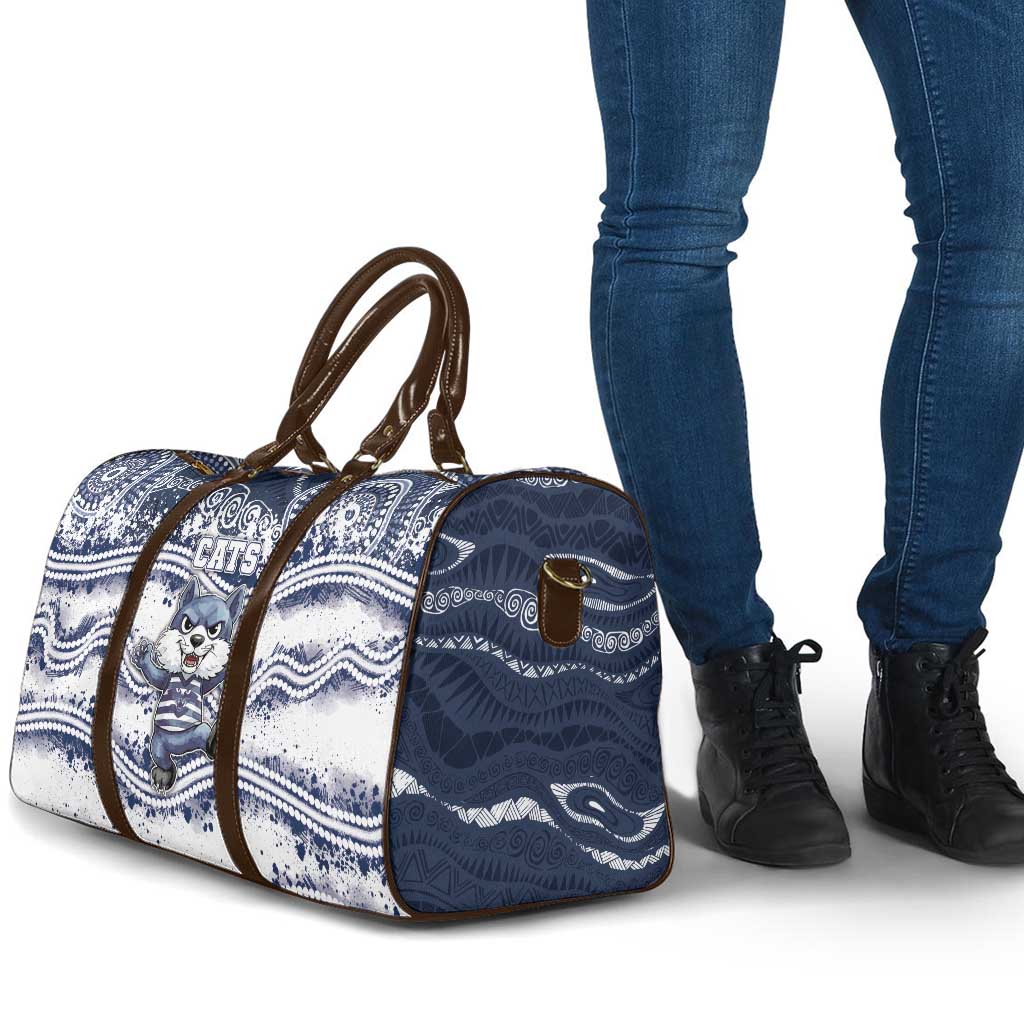 Geelong Navy Travel Bag Playful Cat Kicking Ball