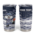 Custom Geelong Navy Tumbler Cup Playful Cat Kicking Ball