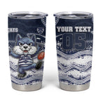 Custom Geelong Navy Tumbler Cup Playful Cat Kicking Ball