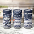 Custom Geelong Navy Tumbler Cup Playful Cat Kicking Ball
