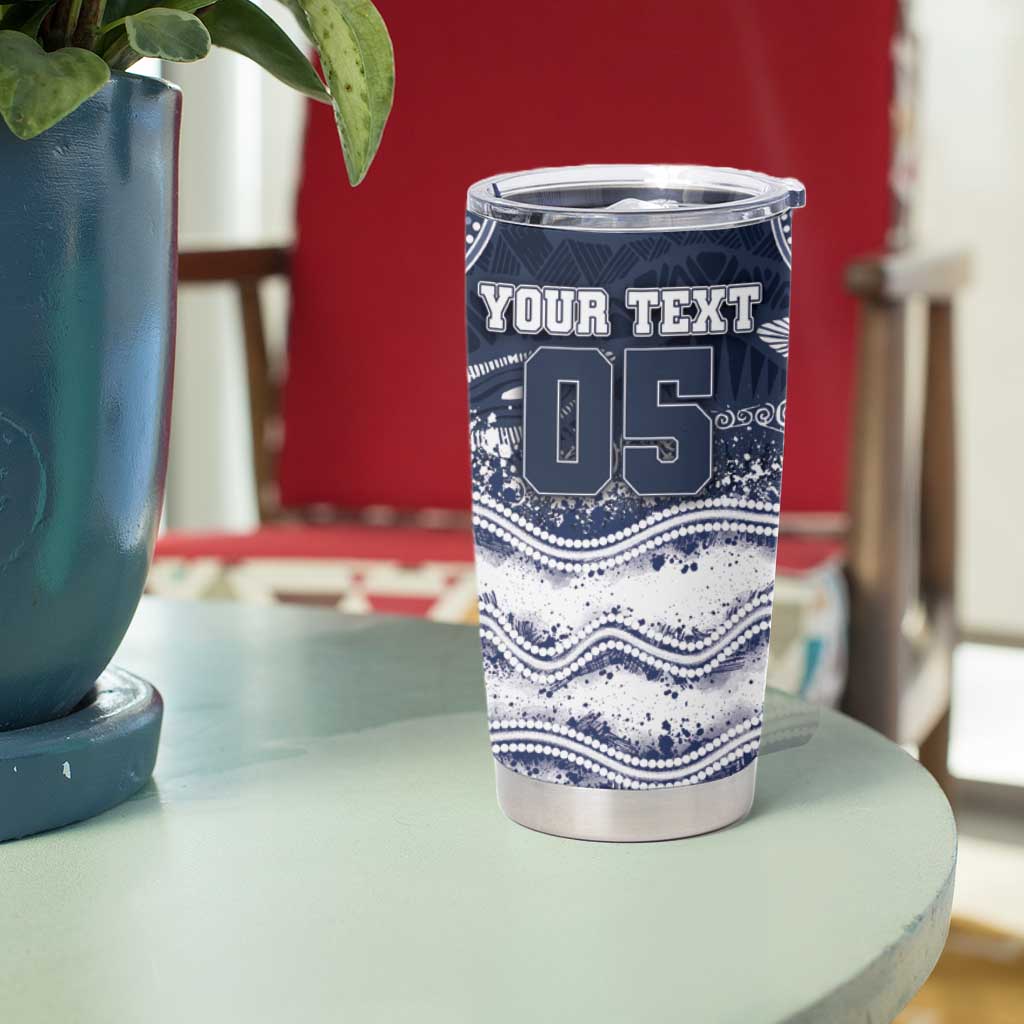 Custom Geelong Navy Tumbler Cup Playful Cat Kicking Ball