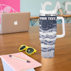 Custom Geelong Navy Tumbler With Handle Playful Cat Kicking Ball