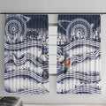 Geelong Navy Window Curtain Playful Cat Kicking Ball