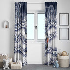 Geelong Navy Window Curtain Playful Cat Kicking Ball