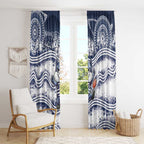 Geelong Navy Window Curtain Playful Cat Kicking Ball