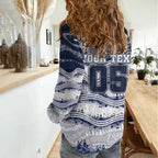 Custom Geelong Navy Women Casual Shirt Playful Cat Kicking Ball