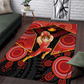 Gold Coast Suns Red Area Rug Football Player Sun Emblem Dynamic