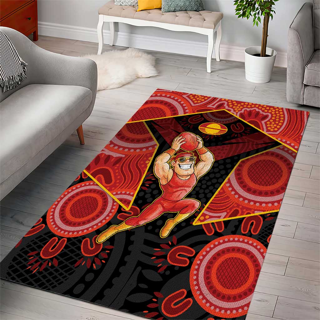 Gold Coast Suns Red Area Rug Football Player Sun Emblem Dynamic