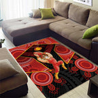 Gold Coast Suns Red Area Rug Football Player Sun Emblem Dynamic