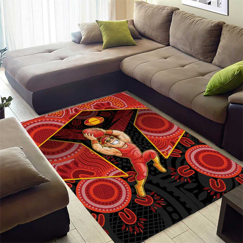 Gold Coast Suns Red Area Rug Football Player Sun Emblem Dynamic