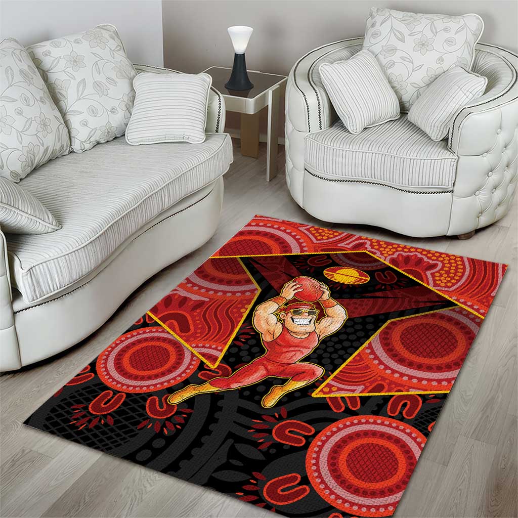 Gold Coast Suns Red Area Rug Football Player Sun Emblem Dynamic