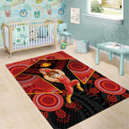 Gold Coast Suns Red Area Rug Football Player Sun Emblem Dynamic