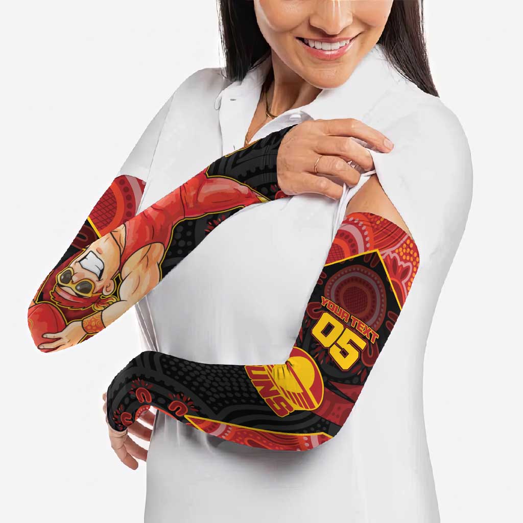 Custom Gold Coast Suns Red Arm Sleeves Football Player Sun Emblem Dynamic