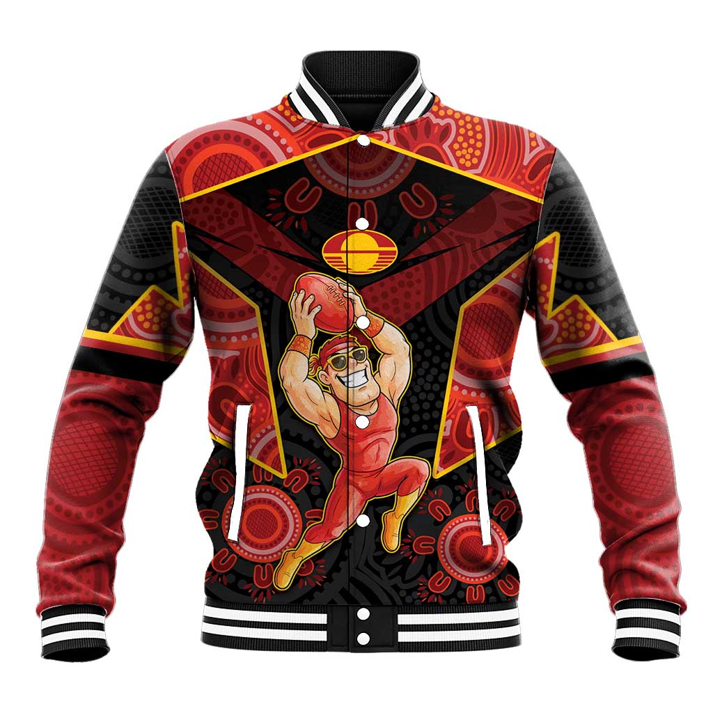 Custom Gold Coast Suns Red Baseball Jacket Football Player Sun Emblem Dynamic