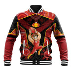 Custom Gold Coast Suns Red Baseball Jacket Football Player Sun Emblem Dynamic