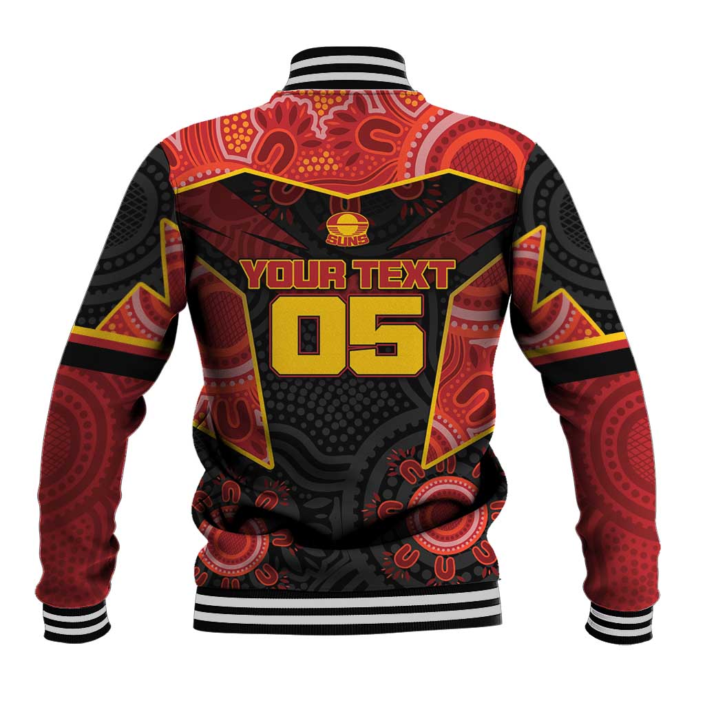 Custom Gold Coast Suns Red Baseball Jacket Football Player Sun Emblem Dynamic