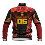 Custom Gold Coast Suns Red Baseball Jacket Football Player Sun Emblem Dynamic