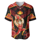 Custom Gold Coast Suns Red Baseball Jersey Football Player Sun Emblem Dynamic