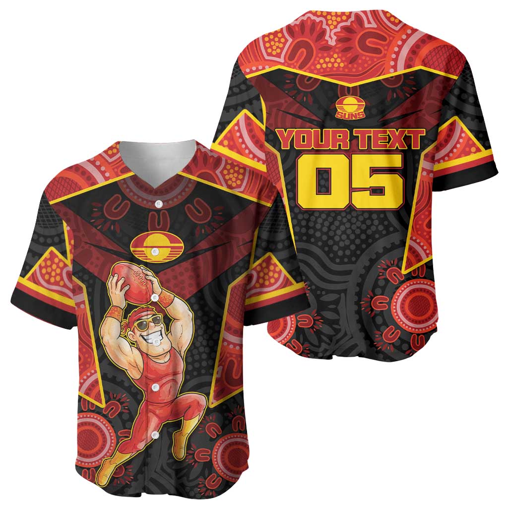 Custom Gold Coast Suns Red Baseball Jersey Football Player Sun Emblem Dynamic