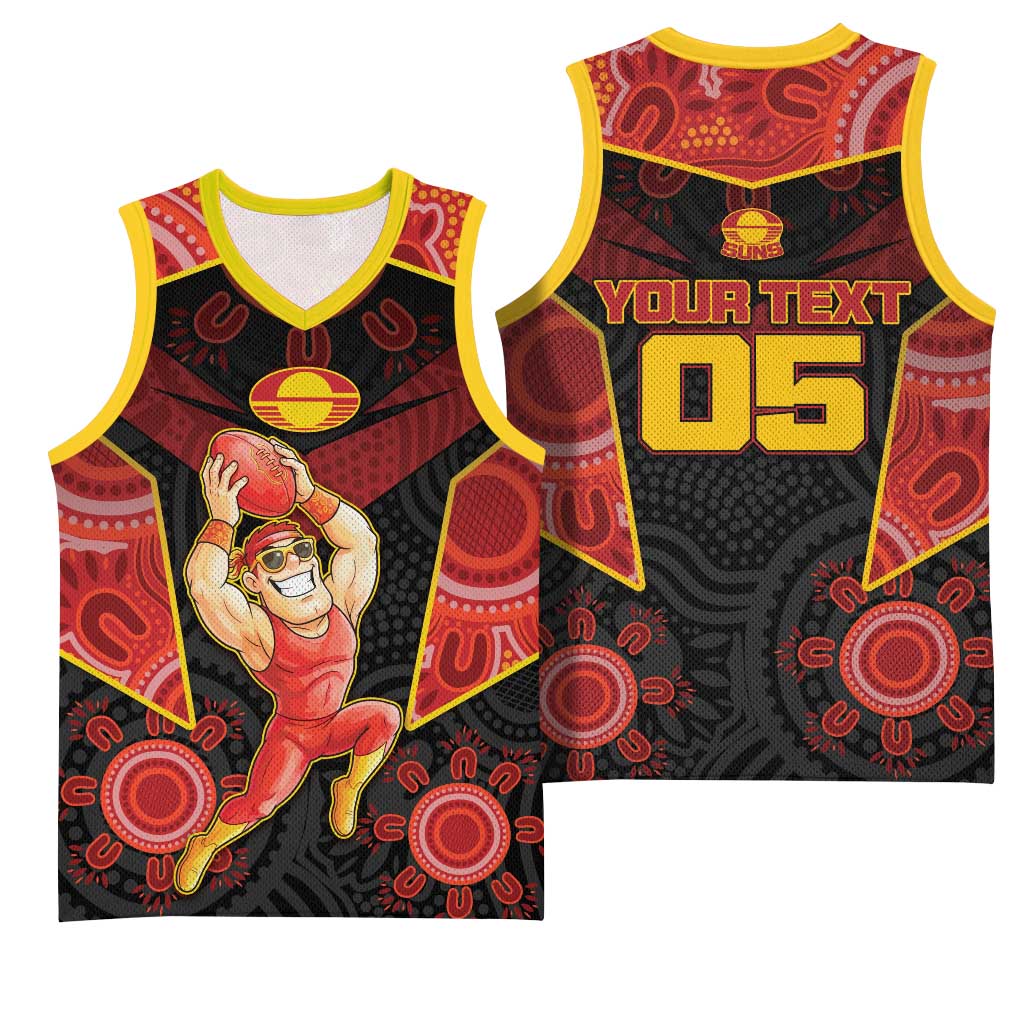 Custom Gold Coast Suns Red Basketball Jersey Football Player Sun Emblem Dynamic