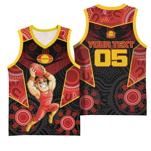 Custom Gold Coast Suns Red Basketball Jersey Football Player Sun Emblem Dynamic