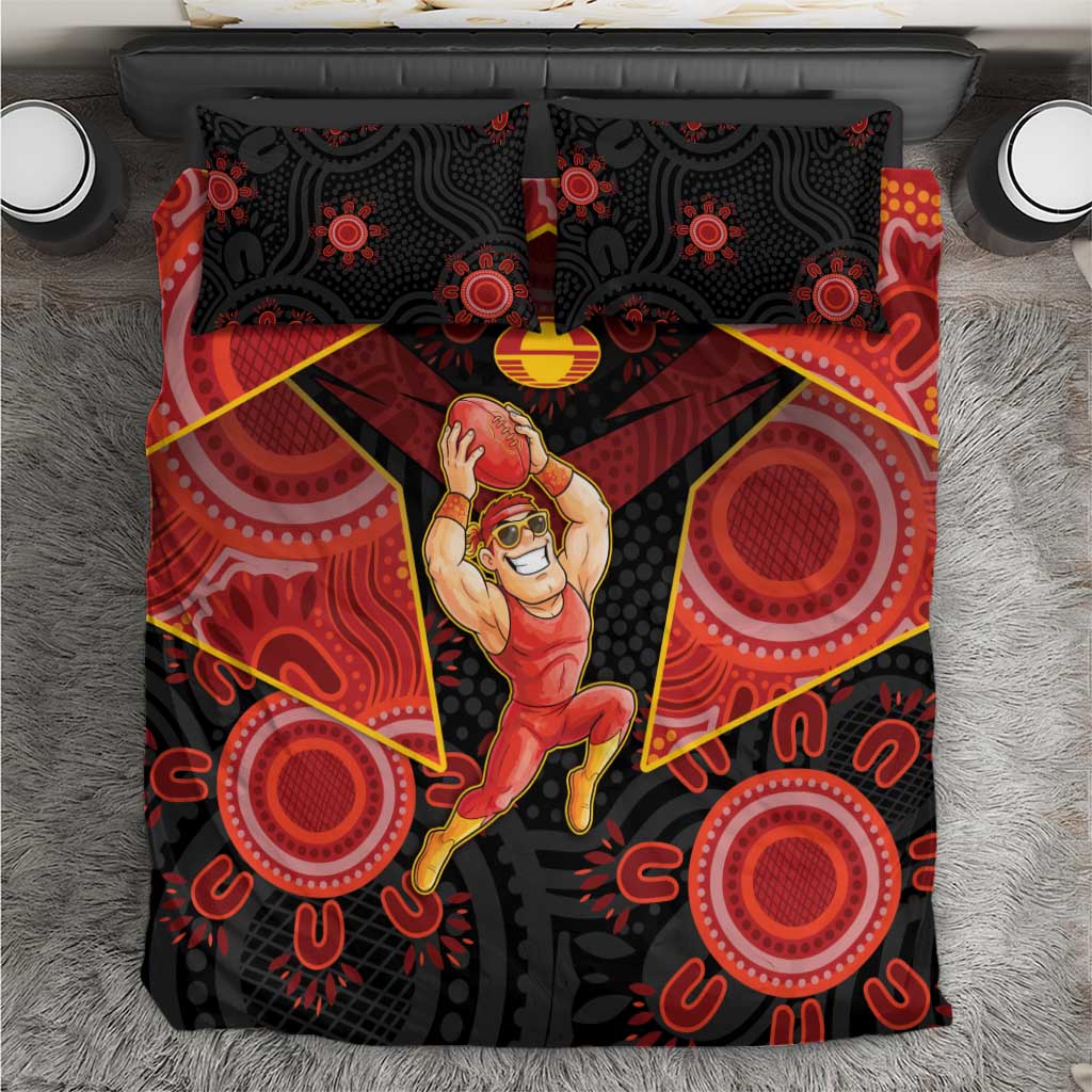 Gold Coast Suns Red Bedding Set Football Player Sun Emblem Dynamic