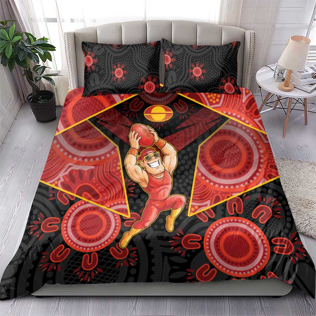 Gold Coast Suns Red Bedding Set Football Player Sun Emblem Dynamic