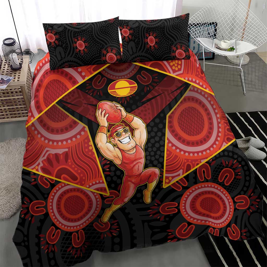 Gold Coast Suns Red Bedding Set Football Player Sun Emblem Dynamic