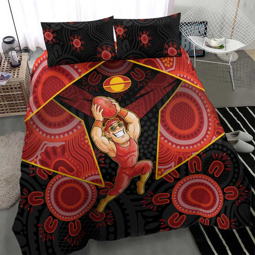 Gold Coast Suns Red Bedding Set Football Player Sun Emblem Dynamic