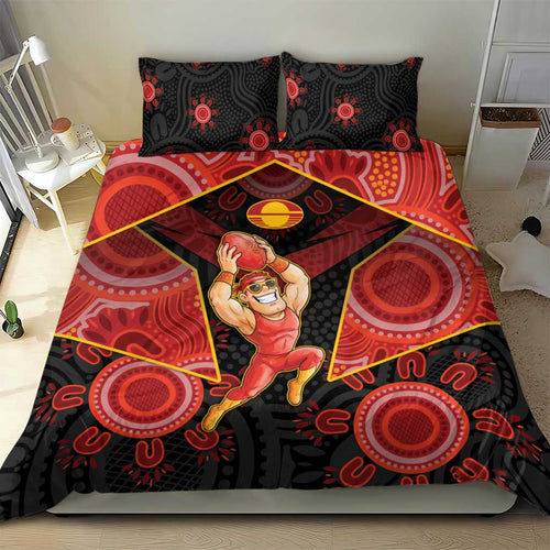 Gold Coast Suns Red Bedding Set Football Player Sun Emblem Dynamic