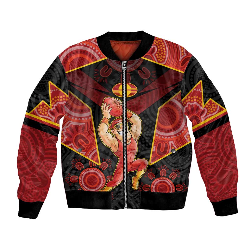 Custom Gold Coast Suns Red Bomber Jacket Football Player Sun Emblem Dynamic