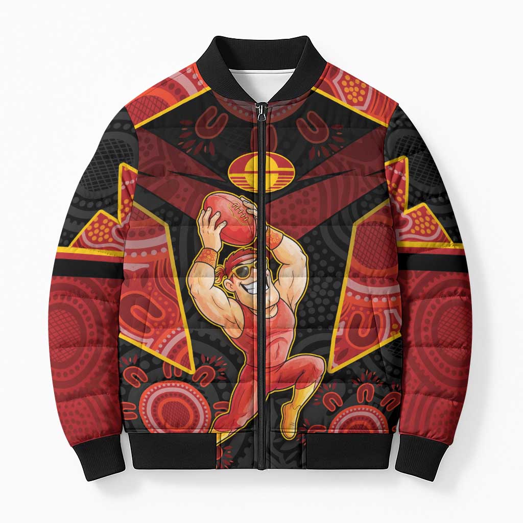 Custom Gold Coast Suns Red Bomber Puffer Jacket Football Player Sun Emblem Dynamic