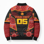 Custom Gold Coast Suns Red Bomber Puffer Jacket Football Player Sun Emblem Dynamic