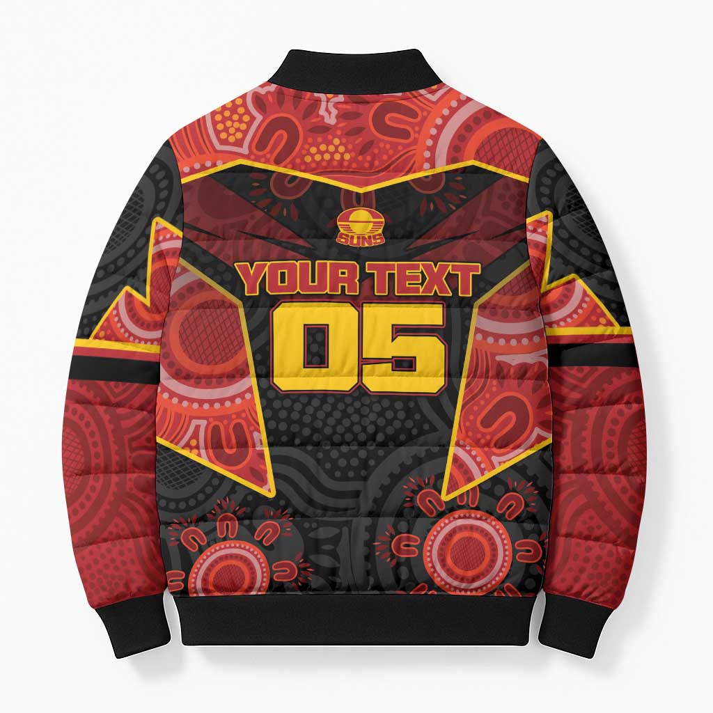 Custom Gold Coast Suns Red Bomber Puffer Jacket Football Player Sun Emblem Dynamic