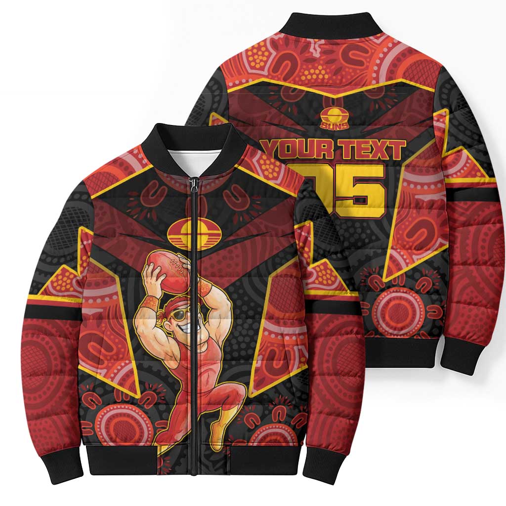 Custom Gold Coast Suns Red Bomber Puffer Jacket Football Player Sun Emblem Dynamic