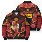 Custom Gold Coast Suns Red Bomber Puffer Jacket Football Player Sun Emblem Dynamic