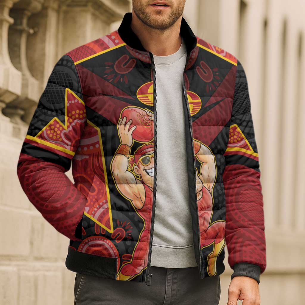 Custom Gold Coast Suns Red Bomber Puffer Jacket Football Player Sun Emblem Dynamic