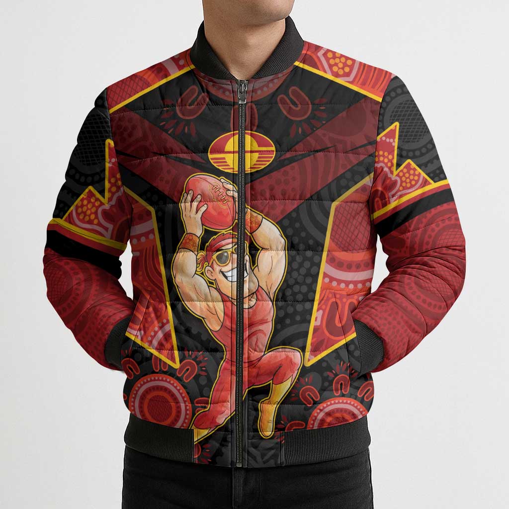 Custom Gold Coast Suns Red Bomber Puffer Jacket Football Player Sun Emblem Dynamic
