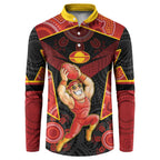 Custom Gold Coast Suns Red Button Sweatshirt Football Player Sun Emblem Dynamic